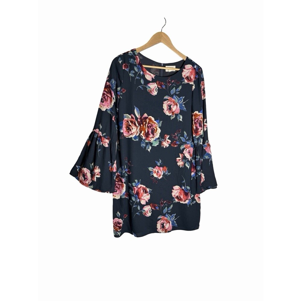 Mini Floral Dress Long Bell Sleeve Women's Size Medium Everly Coquette Romantic